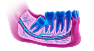 매복 사랑니의 해부학적 구조 3D 일러스트